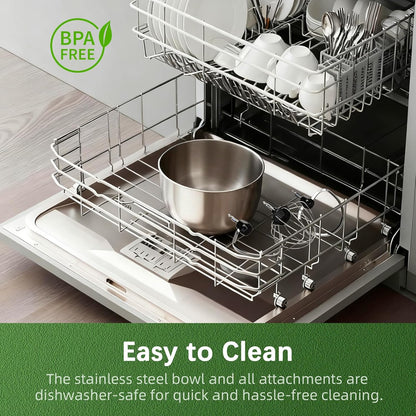 Stand Mixer, Compact & Space-Saving, Stainless Steel Bowl, Unique & Playful Design, Effcient 300W Motor, Dishwasher-Safe Attachments, SM-2549A (Black)