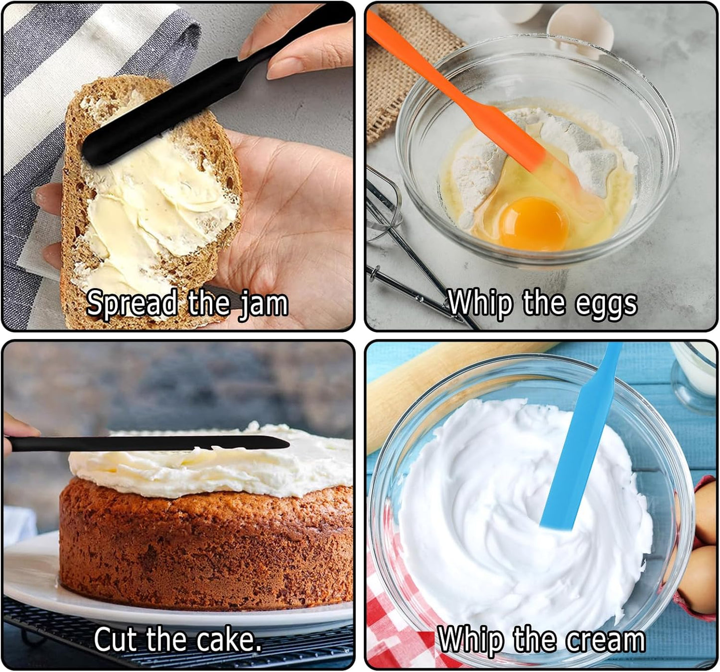 3pcs Jar Spatula, Silicone Jar Spatula Heat Resistant Kitchen Spatulas with Long Handle, Jam Spreader Cake Cream Butter Spatulas Mixing Batter Scraper for Jars Baking Cake Icing