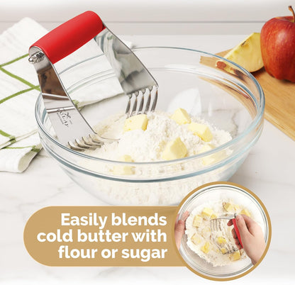 Zulay Kitchen Dough Blender - Stainless Steel Pastry Cutter, Heavy Duty Dough Cutter With Blades, Pastry Blender And Butter Cutter - Pastry Cutter For Baking (Blue)