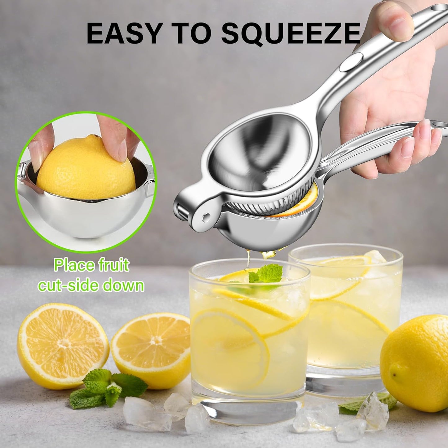 Vakoo 2-in-1 Lemon Squeezer - Heavy-Duty, Rust-Resistant Manual Juicer for Lemon, Lime & Citrus, Easy to Use & Clean, Kitchen Essential - Yellow & Green