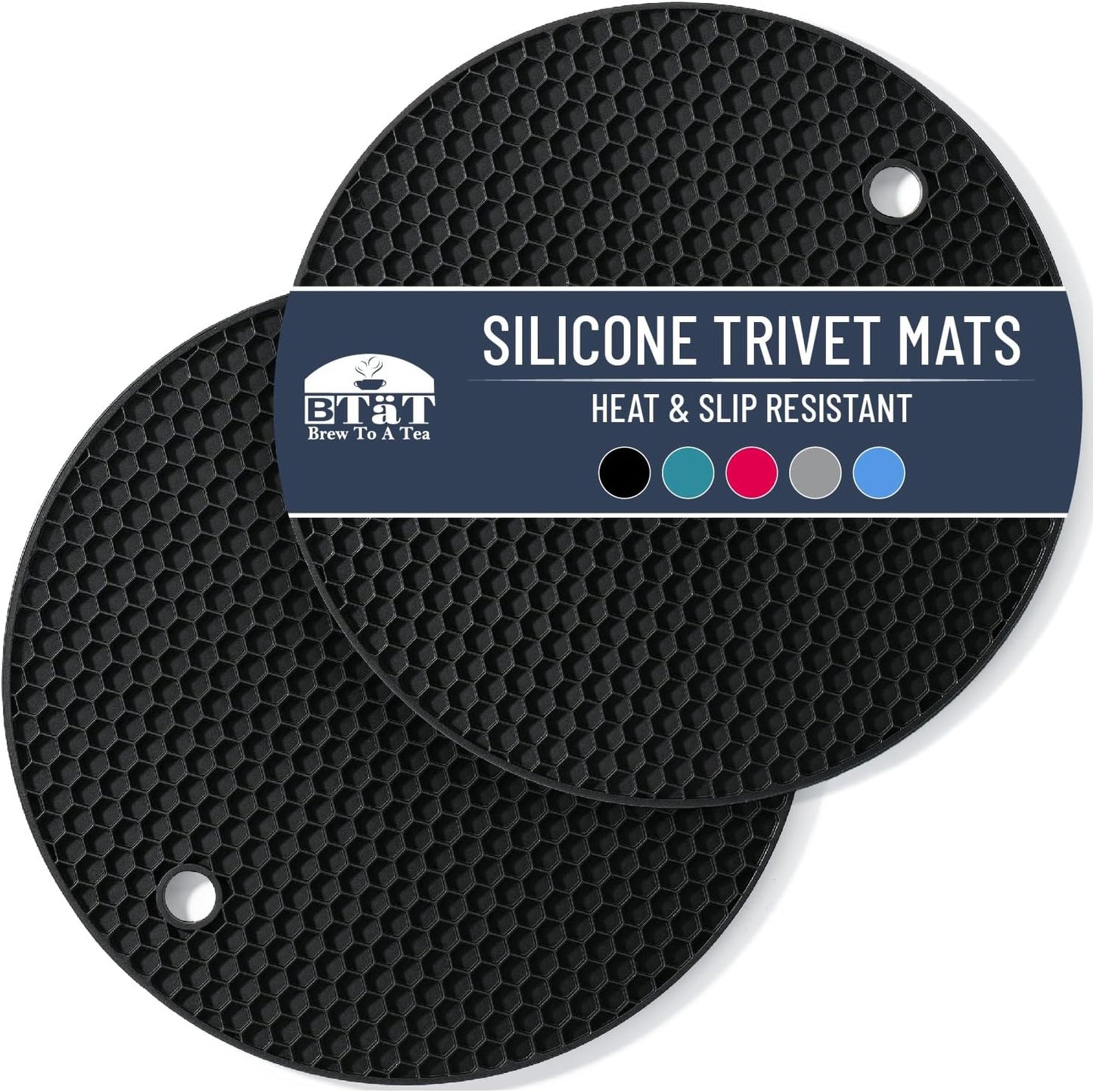 BTaT- Trivets for Hot Pots and Pans, 2 Pack, Trivets, Silicone Trivet, Hot Plate Holder, Trivets for Hot Dishes, Hot Pot Holder, Silicone Trivet Mat, Silicone Trivets, Trivet Set