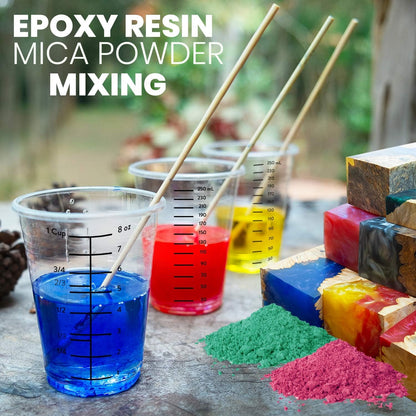 Disposable Measuring Cups for Resin - Pack of 20 8oz Clear Plastic Measuring Cup for Epoxy Resin, Stain, Paint Mixing - Half Pint Reusable Multipurpose Mixing Cups for Cooking and Baking