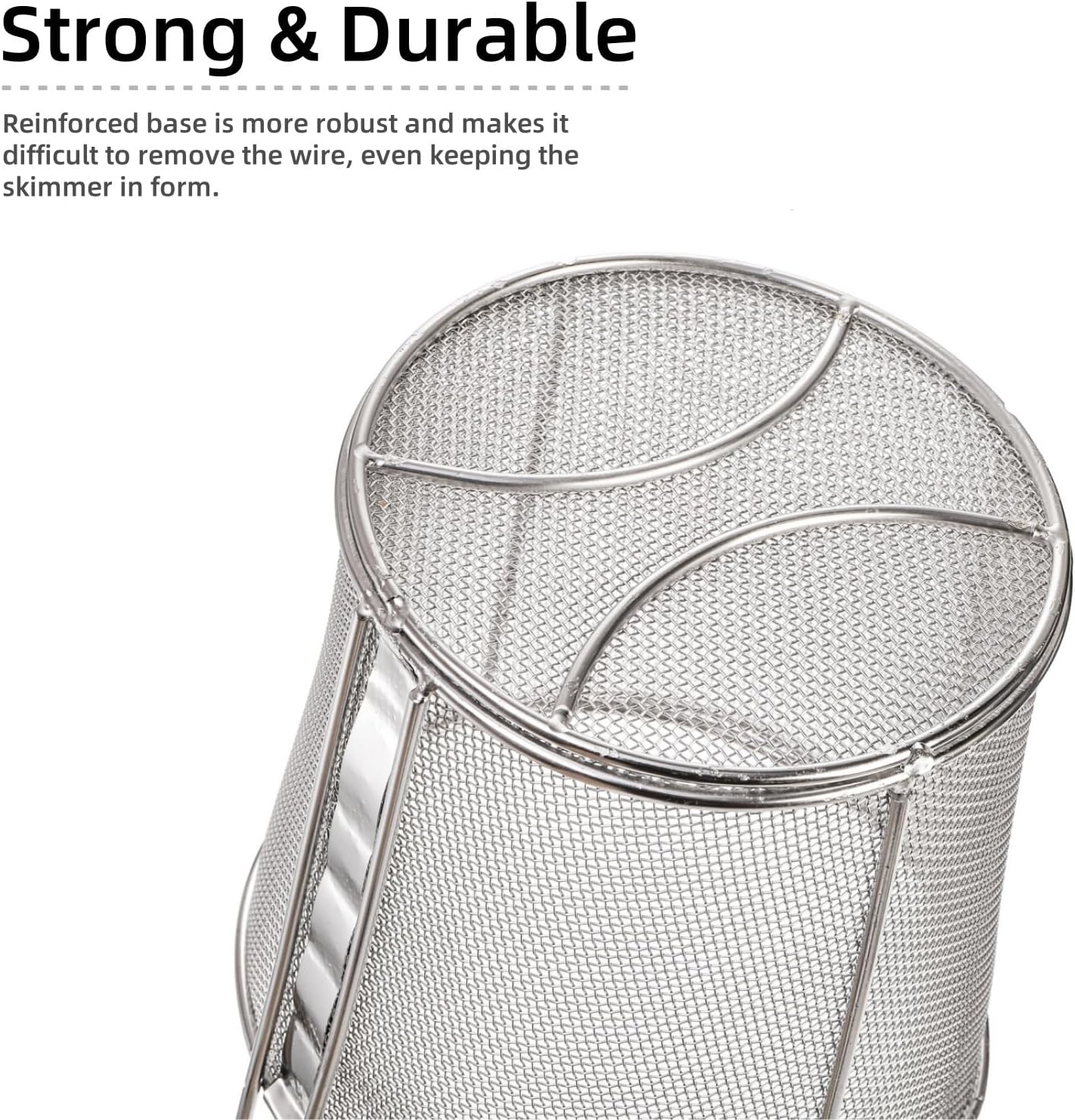 ZAVOOS 2 Pack Pasta Strainer Basket, Stainless Steel Mesh Spider Strainer with Wooden Handle for Boiling, Kitchen Fine Food Skimmer Deep Fry Basket for Pasta, Noodle, Dumpling, 5.3''D x 5.1''H
