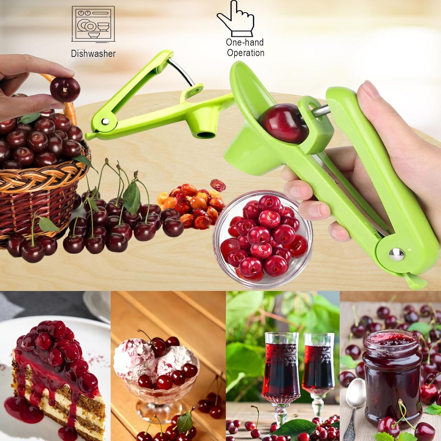 Cherry Pitter Tool, Heavy-Duty Stainless Steel Pitting Tool, Portable Cherries Corer Stoner Seed Tool with Lock Design, Fruit Pit Remover for Cherry Jam(Black)