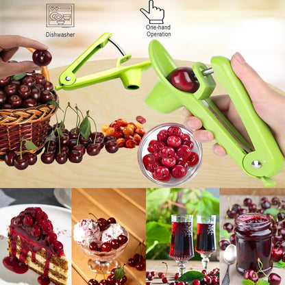 Cherry Pitter Tool, Heavy-Duty Stainless Steel Pitting Tool, Portable Cherries Corer Stoner Seed Tool with Lock Design, Fruit Pit Remover for Cherry Jam(Black)