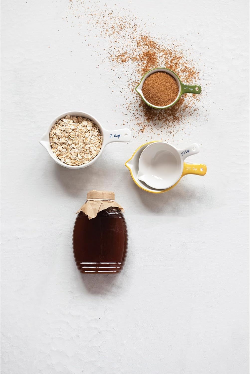 Creative Co-Op Hand-Painted Stoneware Measuring Cups, Multicolor