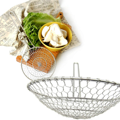 Hicook Stainless Steel Kitchen Spider Strainer Skimmer Ladle Food Dumpling Noodle Strainer for Pasta Spaghetti Noodles and Frying, 7 inches