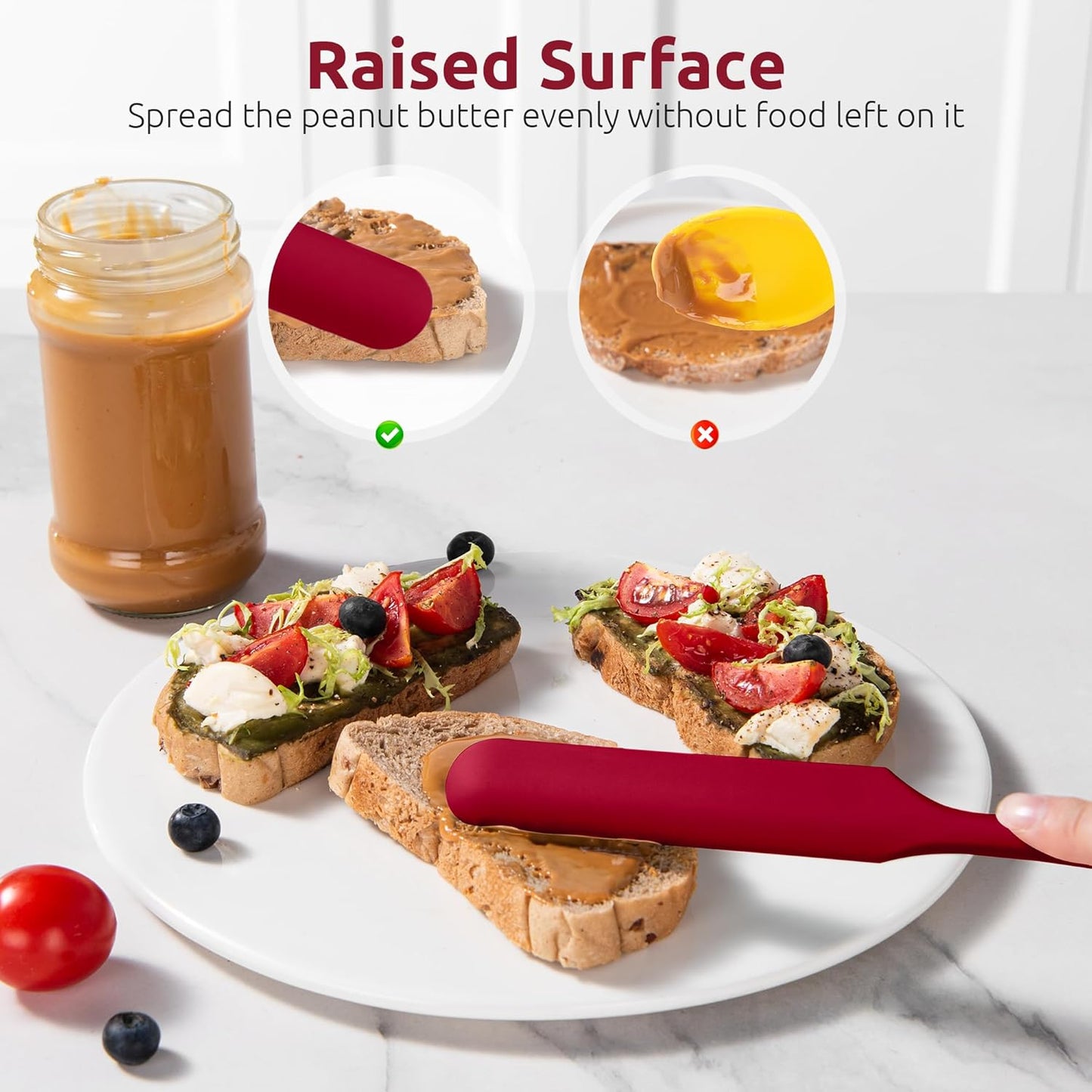 U-Taste Skinny Silicone Jar Spatula: 600ºF Heat-Resistant Food-Grade 10in Long Narrow Sourdough Stirring Stick, Seamless Flexible Peanut Butter Spreader for Scraping Icing Bread Cream, Jam (Aqua Sky)