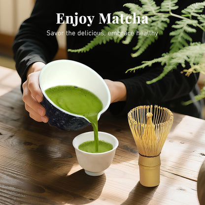 Renmxj Matcha Whisk Set,7 PCS Ceramic Matcha Kit Includes Matcha Bowl with Spout, Matcha Whisk and Holder, Bamboo Scoop, Stainless Sifter, Tea Towel, Unique Gift for Matcha Lovers (Pink)