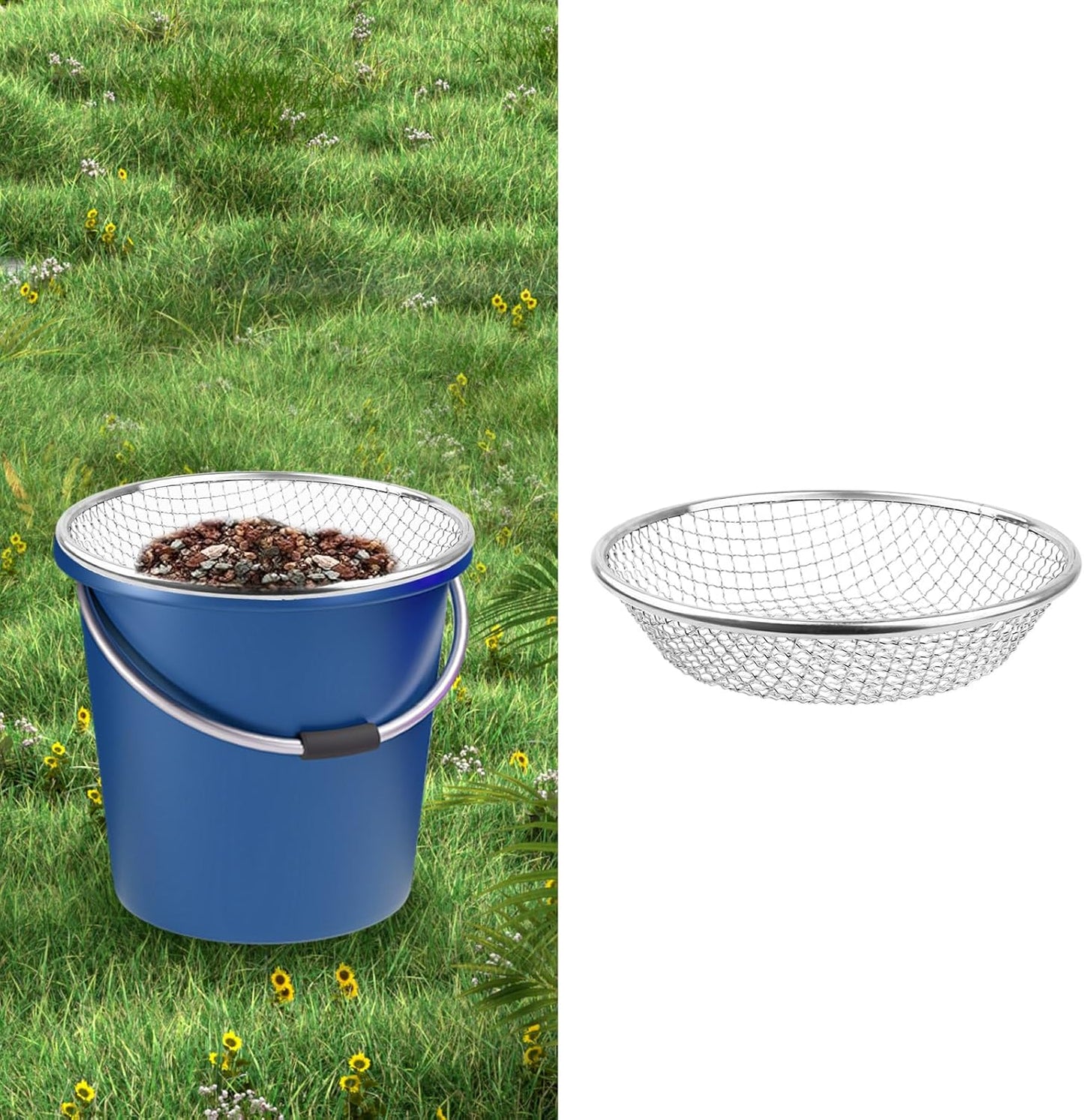 Soil, Sand, and Compost Sifter for Gardening – Sieve for Rocks, Dirt, and Organic Material – Fits 5-Gallon Buckets-1/4 in Aperture
