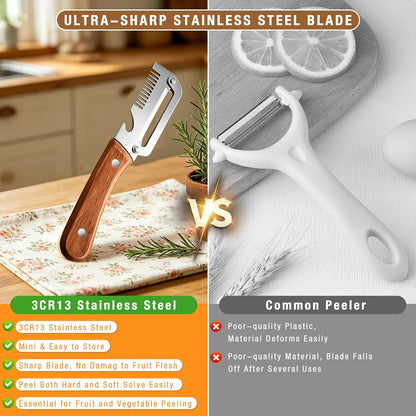 Multifunctional Vegetable Peeler 2-Pack, 3-in-1 Kitchen Peeler with Julienne Grater & Bottle Opener, Durable Stainless Steel Handle for Potato, Carrot, Apple (B)