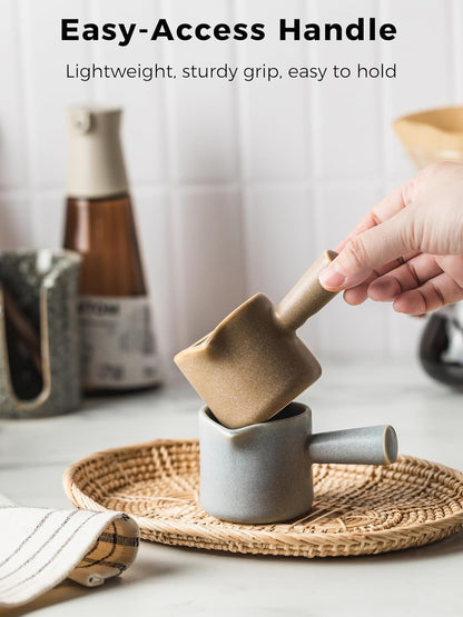 Espresso Cups Ceramic, 200ML Espresso Measuring Cup with Handle, Expresso Shots Cups with Scale, Espresso Accessories, White