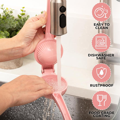 Zulay Kitchen Metal Lemon Squeezer - Handheld Lemon Juicer Squeezer - Easy to Use Citrus Juicer - Manual Press for Extracting the Most Juice Possible - Extracts Every Last Drop