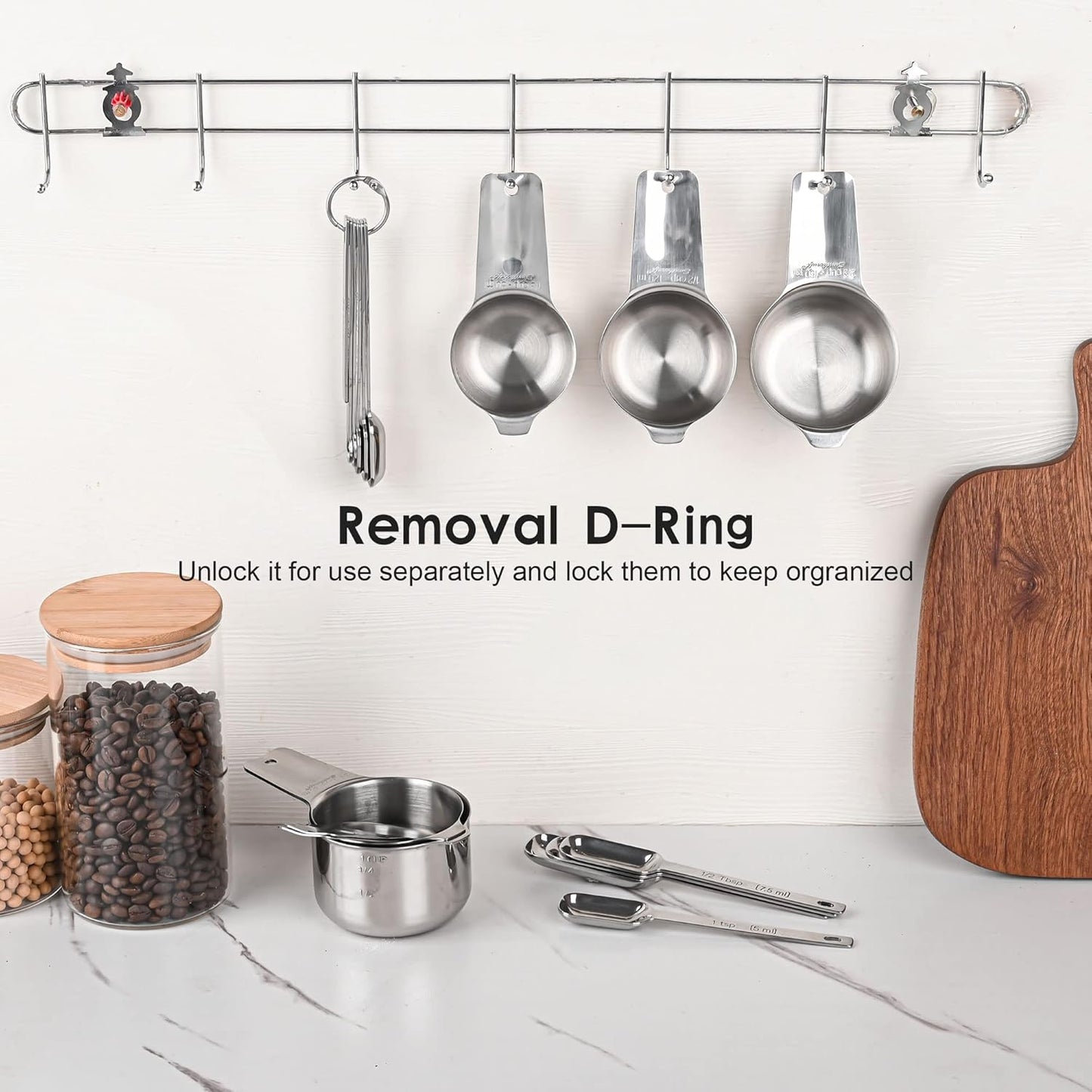 Measuring Cups and Spoons Set, Copper Measuring Cups and Spoons Set for Dry & Liquid, Metric&US 7 Stainless Steel MeasureR Cup&9 Spoon Leveler & Measure Enquivalents for Kitchen & Baking