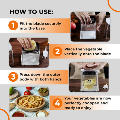 Vegetable Box Chopper | Compact and Convenient Box Chopper for Fruits & Veggies that Comes with Interchangeable Blades and Storage Container | Best Vegetable Cutter for Home Use