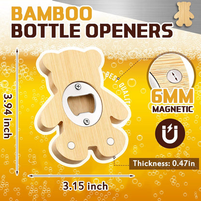 Vesici 100 Pcs Magnetic Bottle Opener 2.5in DIY Bamboo Round Shape Beer Openers Wooden Fridge Magnet Refrigerator Sticker Gift for Beer Lover Wedding Guest Kitchens Bars Parties