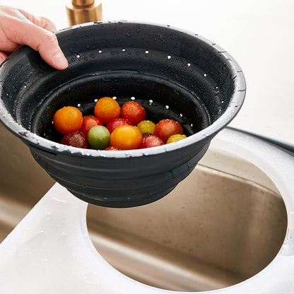 Dexas Over the Sink PolyFiber Flax Cutting Board with Collapsible Colander Strainer, 11.5 x 20", Cream