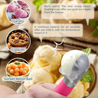 Heated Ice Cream Scoop Rechargeable, Electric Warming Ice Cream Scooper with LED Display, Heats to 158°F for Hard Ice Cream, Easy for Seniors & Kids, IP67 Waterproof (Black, 2 oz)