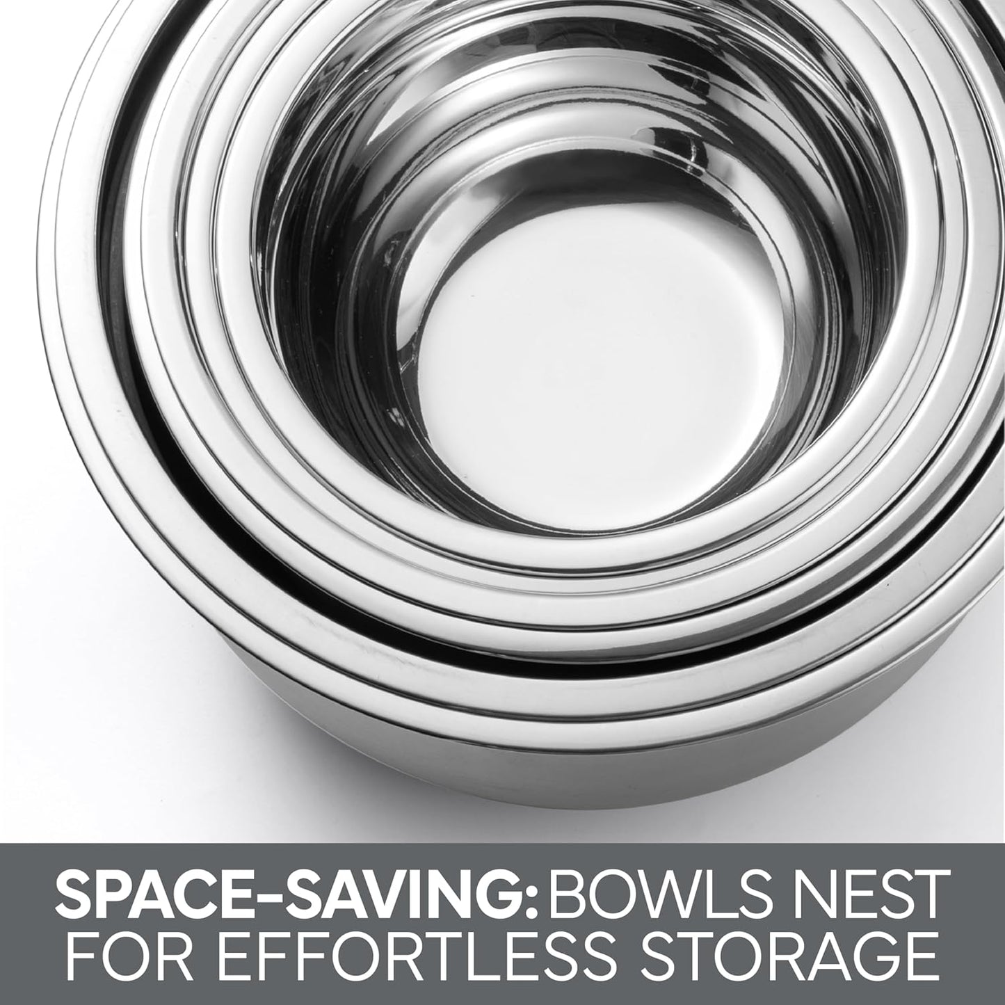 COOK WITH COLOR Stainless Steel Mixing Bowls Set with Lids - Nesting Bowls with Non-Slip Bottom, Silver, 14 Pieces