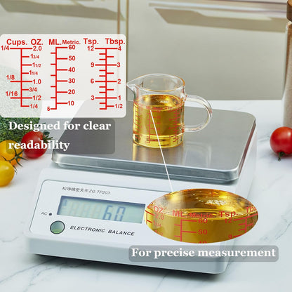 Ackers BORO3.3 Measure Glass -[Insulated handle | V-Shaped Spout]-Made of High Borosilicate Glass Measuring for Kitchen or Restaurant, Easy to Read, 120 ML (4 Oz)