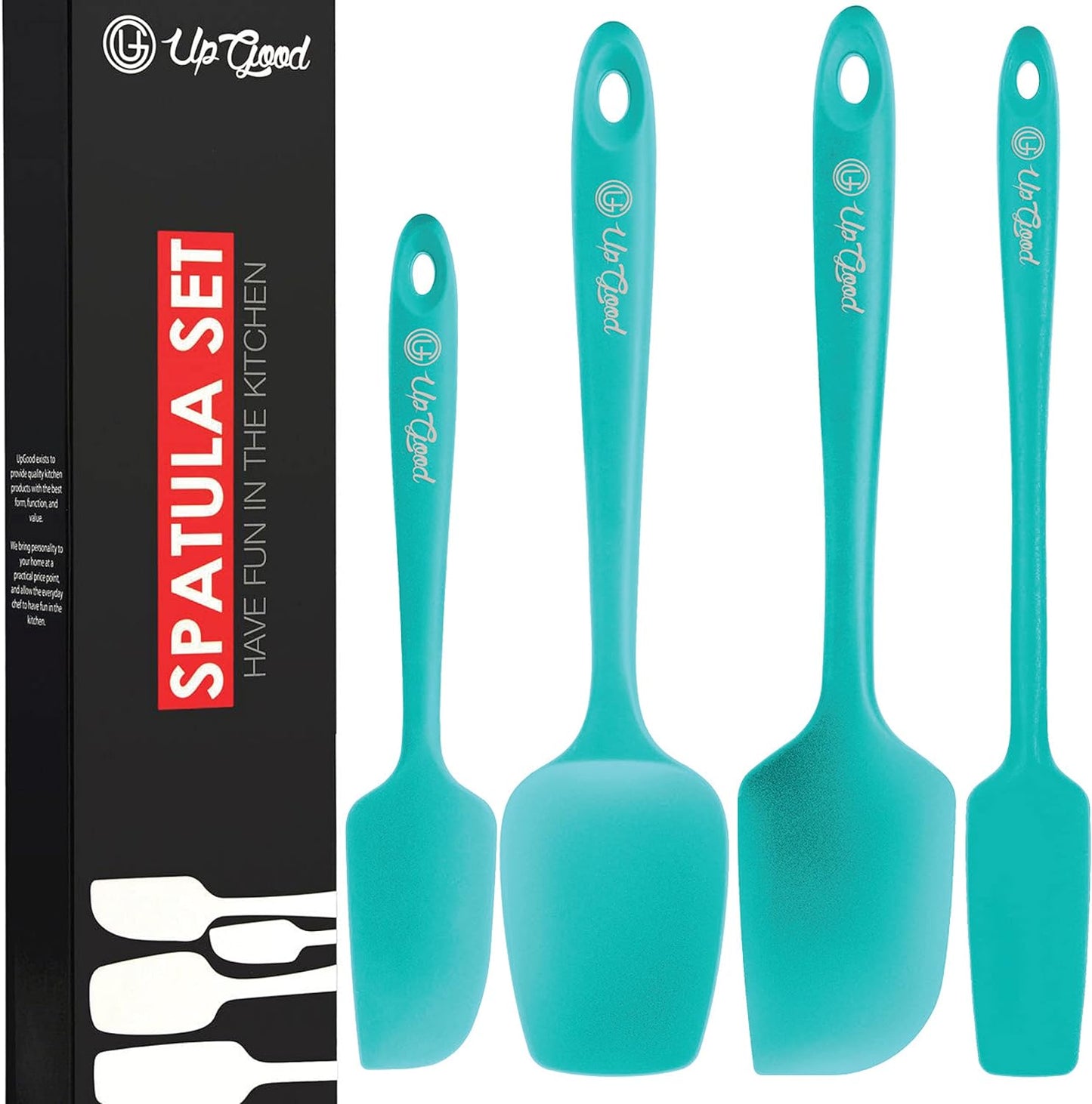 UpGood Silicone Spatula Set 600°F - High Heat Resistant Nonstick, Small and Large Kitchen Spatulas - Flexible BPA Free Professional Grade Cookware - Utensils for Cooking, Baking, Mixing(4 Pcs, Red)