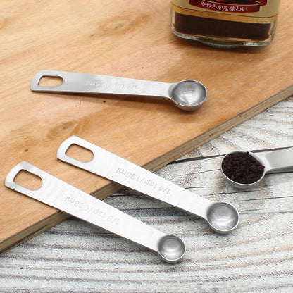 Luomorgo 4 Pc Set Measuring Spoons - Stainless Steel, 1/64, 1/32, 1/16, 1/8 tsp for Dry & Liquid Ingredients