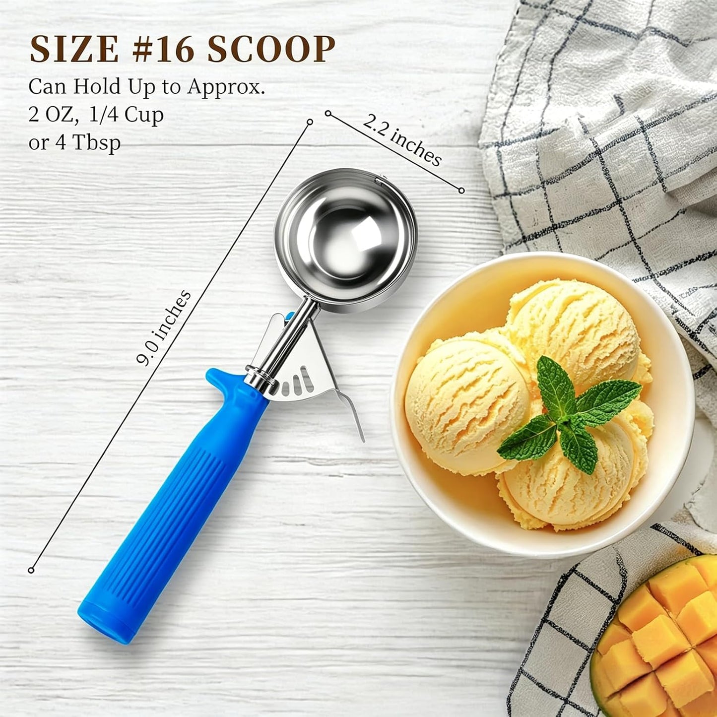 HOMURE H 4 oz Scoop, Large Ice Cream Scoop with Trigger, #8 Disher, Muffin Scoop, Portion Scoop, Cookie Scoop for Baking, Grey Handle, for Making Ice Cream Cookie Muffin Cupcake Mashed Potato