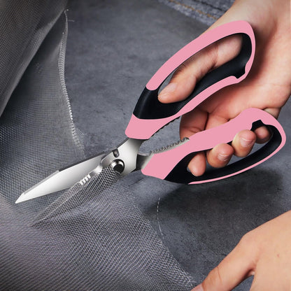 BoFuYuan Utility Scissors Heavy Duty: 8-Inch sharp Scissors All Purpose heavy duty, Serrated Blades Cut Carpet, Cardboard, Wire, Leather, Fabric, Multipurpose Shears for Kitchen, Garden, Office, Craft