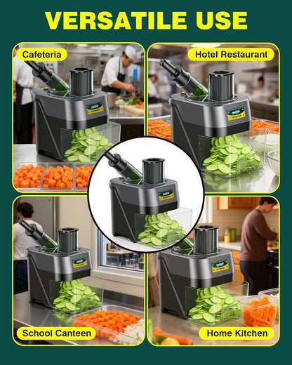 WantJoin 5 in 1 Electric Vegetable Chopper - Multifunctional Commercial Vegetable Dicer Food Fruit Processor Stainless Steel Blades for Slicing(2.5mm), Dicing(8/12mm), Chopping(2.5mm),Shredding
