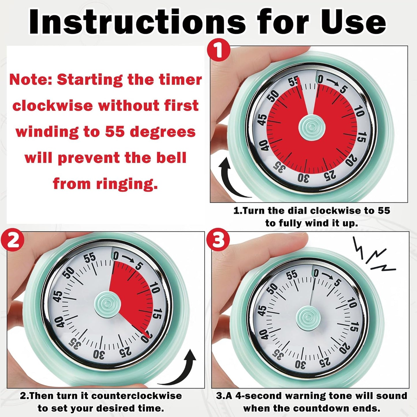 60-Minute Magnetic Visual Timer, Silent Operation and No Battery Needed, Time Management Tools for Kitchen, Homeschool Desk, Office Meetings & Home Learning Timer (Green)