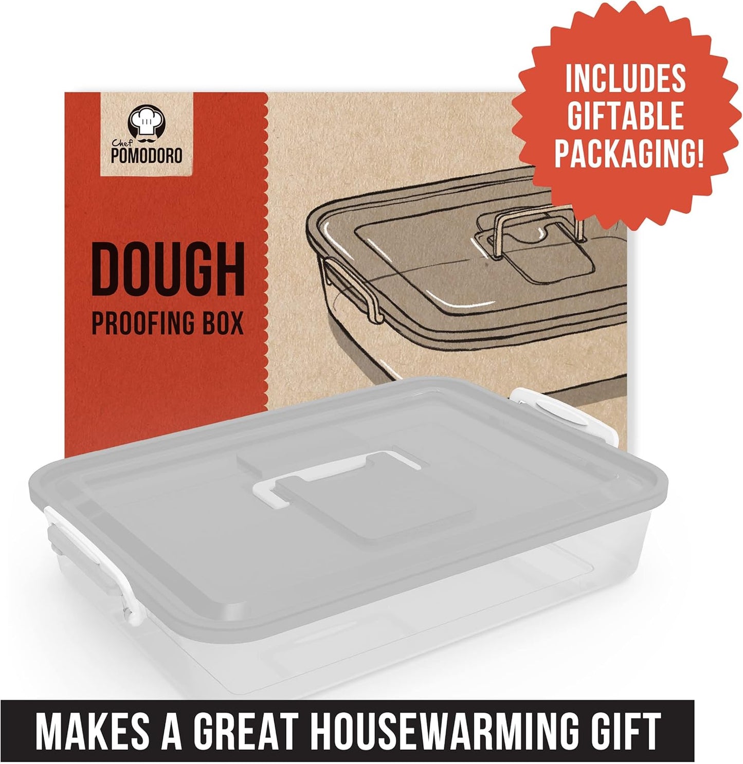 Chef Pomodoro Pizza Dough Proofing Box, 14 x 11-Inch, Preparation Container with Lid, Fits 4-6 Proofing Balls, Household Pizza and Bread Dough Tray With Convenient Carry Handle (Blue)