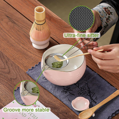 Clay&Fire Matcha Whisk Set, 9 pcs Ceramic Matcha Set, Gifts for Women,Matcha Bowl with Spout and Whisk, Matcha Kit for Matcha Lovers, Gift Mother's Day, Birthday, Anniversary