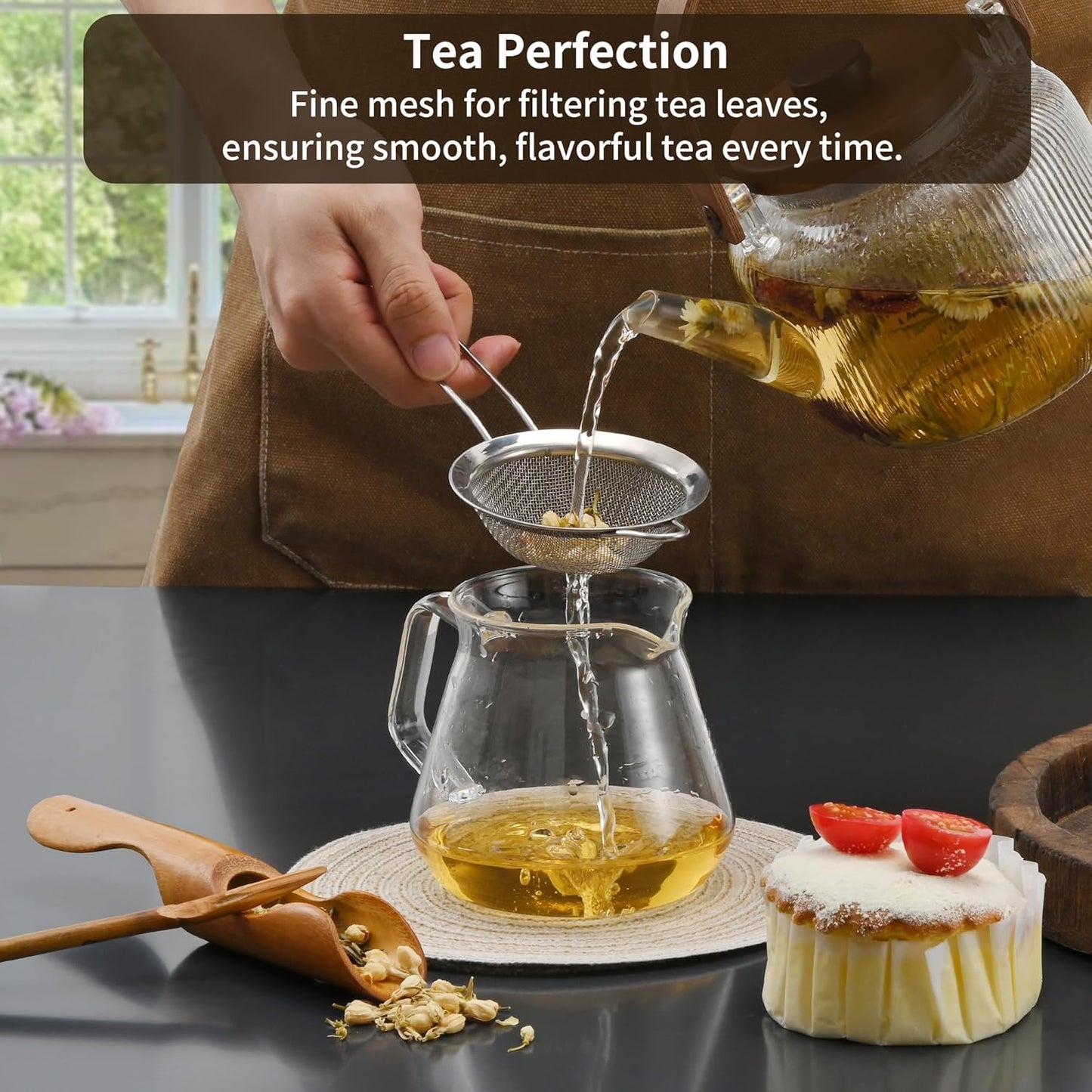Luckyiren Premium 304 Stainless Steel Fine Mesh Strainer – Multi-Use Colander, Sieve, and Filter for Rice, Juice, Quinoa, Flour, Baking, Cooking, and Meal Prep – Durable, Easy-to-Clean Kitchen Tool