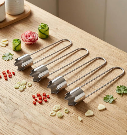 4 Pcs Bell Pepper Corer, Vegetable Corer Stainless Steel for Bell Pepper, Jalapeno, Pineapple, Pear, Apple, Tomato Kitchen Gadget