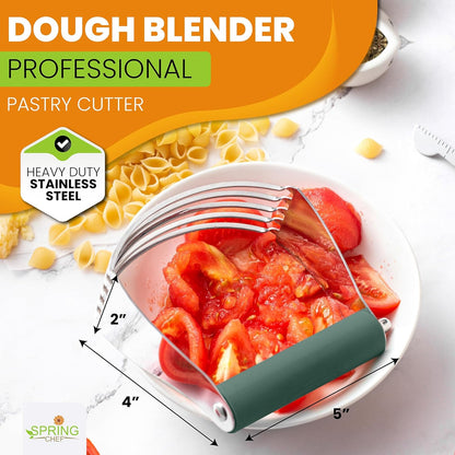 Spring Chef Dough Blender, Top Professional Pastry Cutter with Heavy Duty Stainless Steel Blades, Medium Size, Black