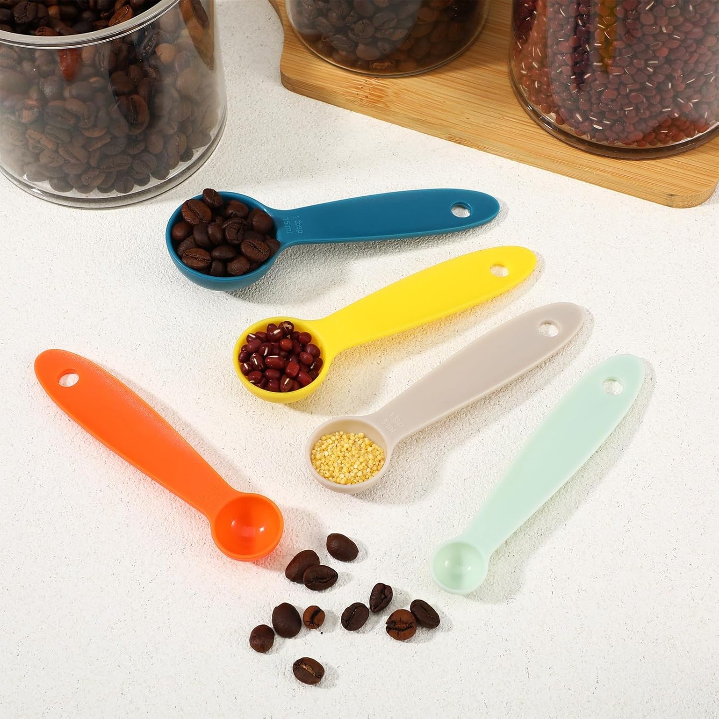 Silicone Measuring Spoons, Plastic Measuring Spoons Set of 5, Assorted Colors