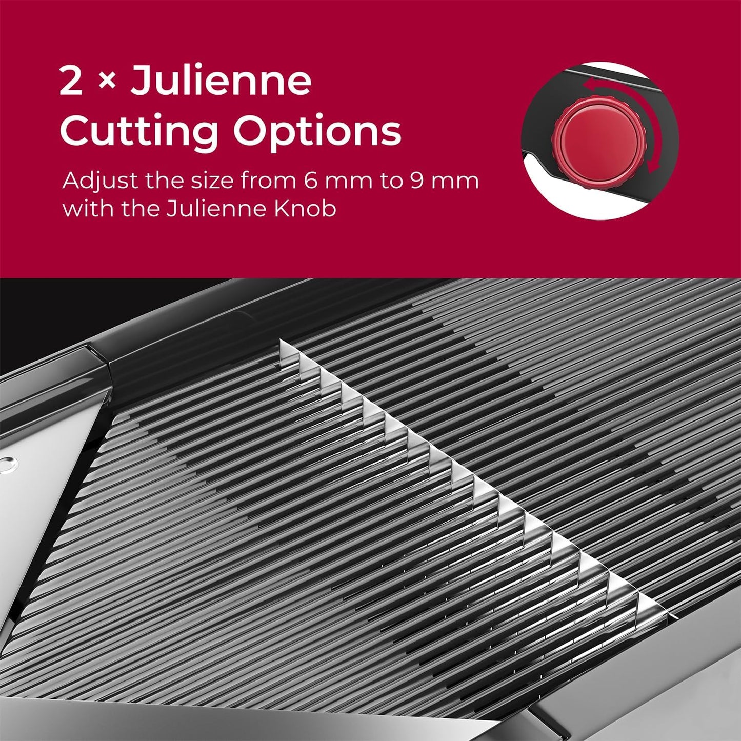 MuellerLiving Mandoline Slicer for Kitchen, Stainless Steel, Slice or Julienne, Vegetable Chopper, Fruit Slicer