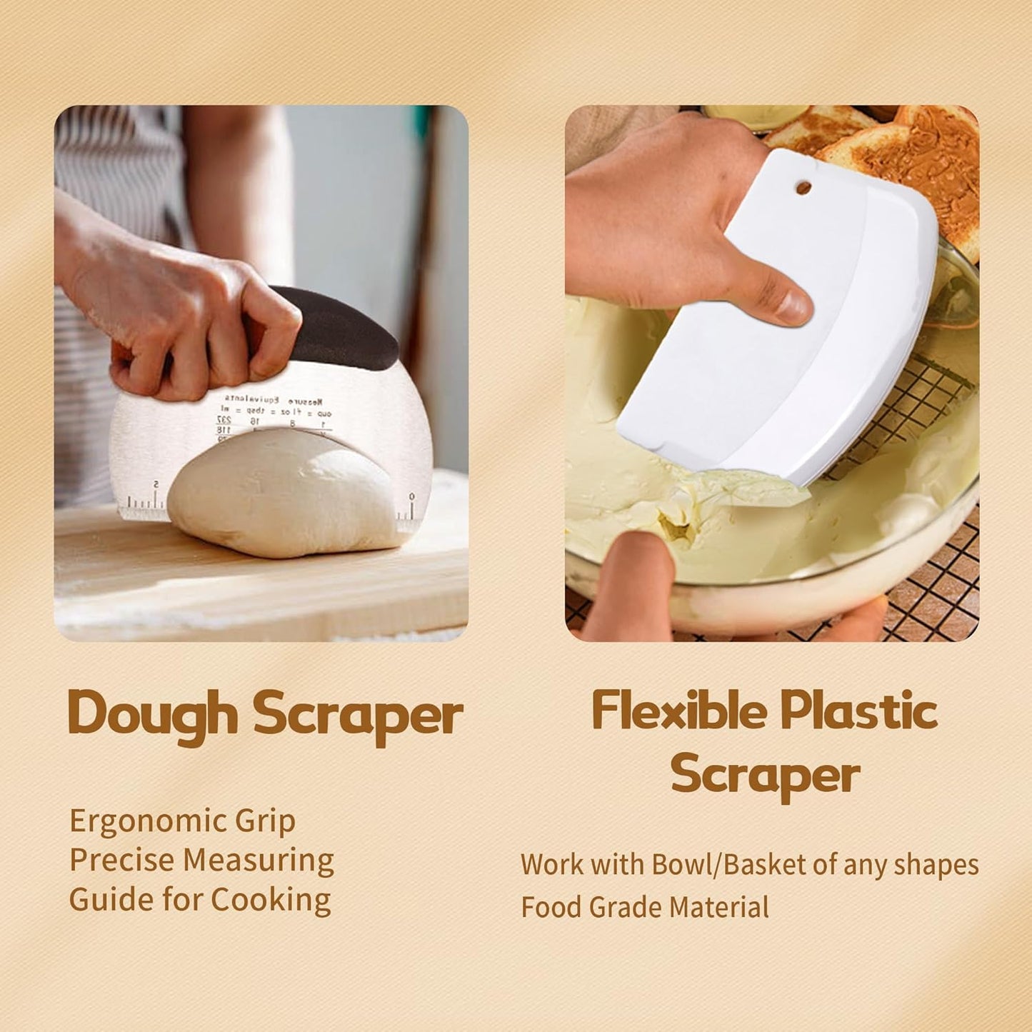 Bread Proofing Basket Kit, 9 In Round Sourdough Proofing Basket with Linen Liner, Silicone Bread Sling, Bread Lame, Danish Dough Whisk, Dough Scraper Kit, Silicone Brush & Bowl Scraper