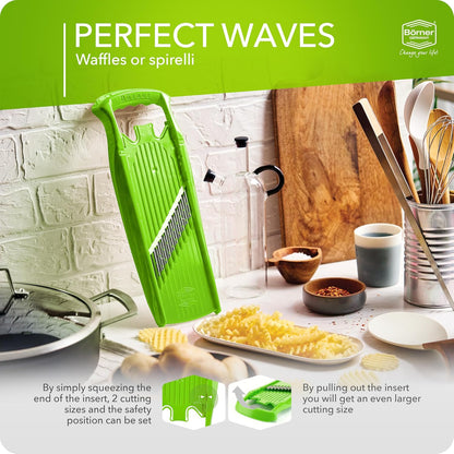 Börner Wave/Gaufrel XXL PowerLine Vegetable Slicer • Corrugated Vegetable Cutter • Corrugated/Waffle Cutter • Potato Grater for Grilled Potatoes Orange