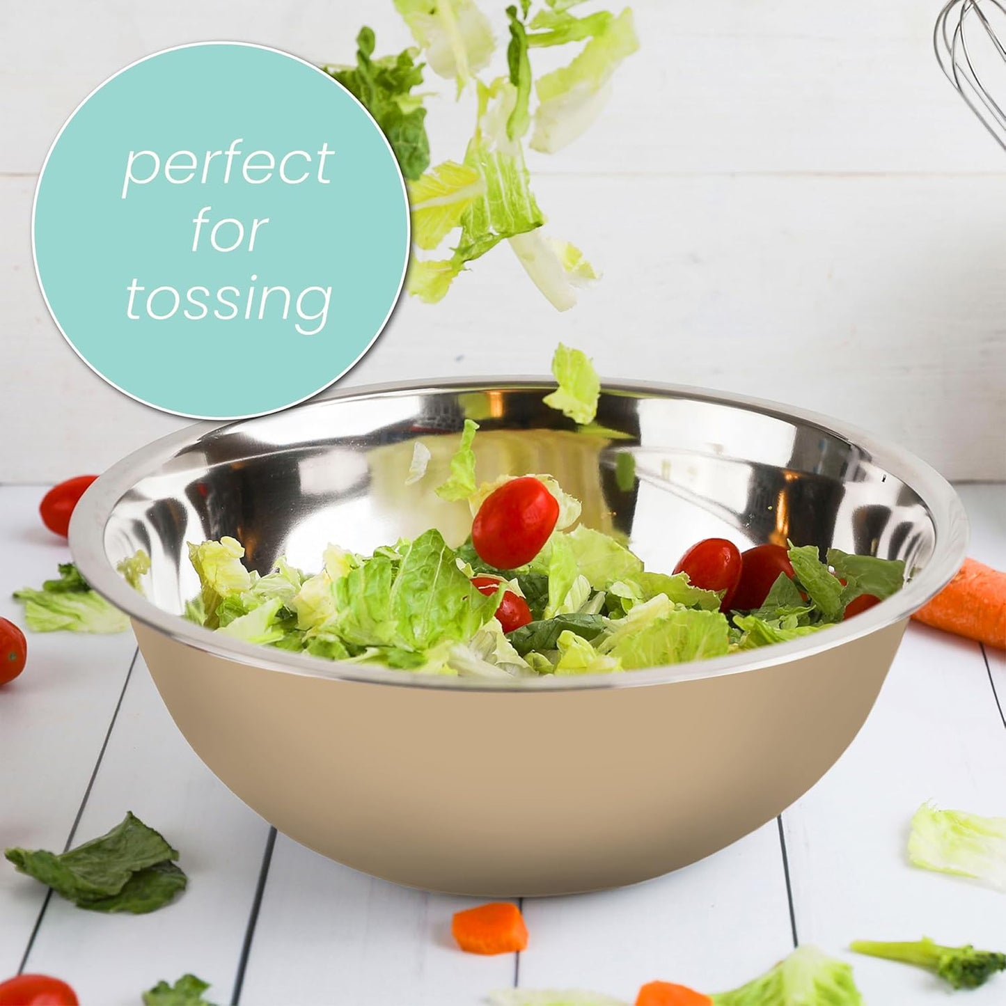 WHYSKO Meal Prep Stainless Steel Mixing Bowl (5-Piece Set) Home, Refrigerator, and Kitchen Food Storage Organizers | Ecofriendly, Heavy Duty, No Lids