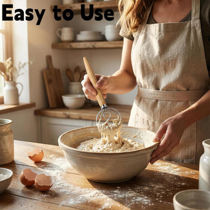 TEEVEA Danish Dough Whisk Stainless Steel for Sourdough Pizza and Bread Baking