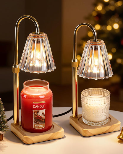Marycele Candle Warmer Lamp with Timer & Dimmer - Mothers Day Gifts for Women Mom Her, Aesthetic Office Home Decor, Adjustable Height Wax Melter for Candle Jar & 3-Wick Candles (2 Bulbs Included)