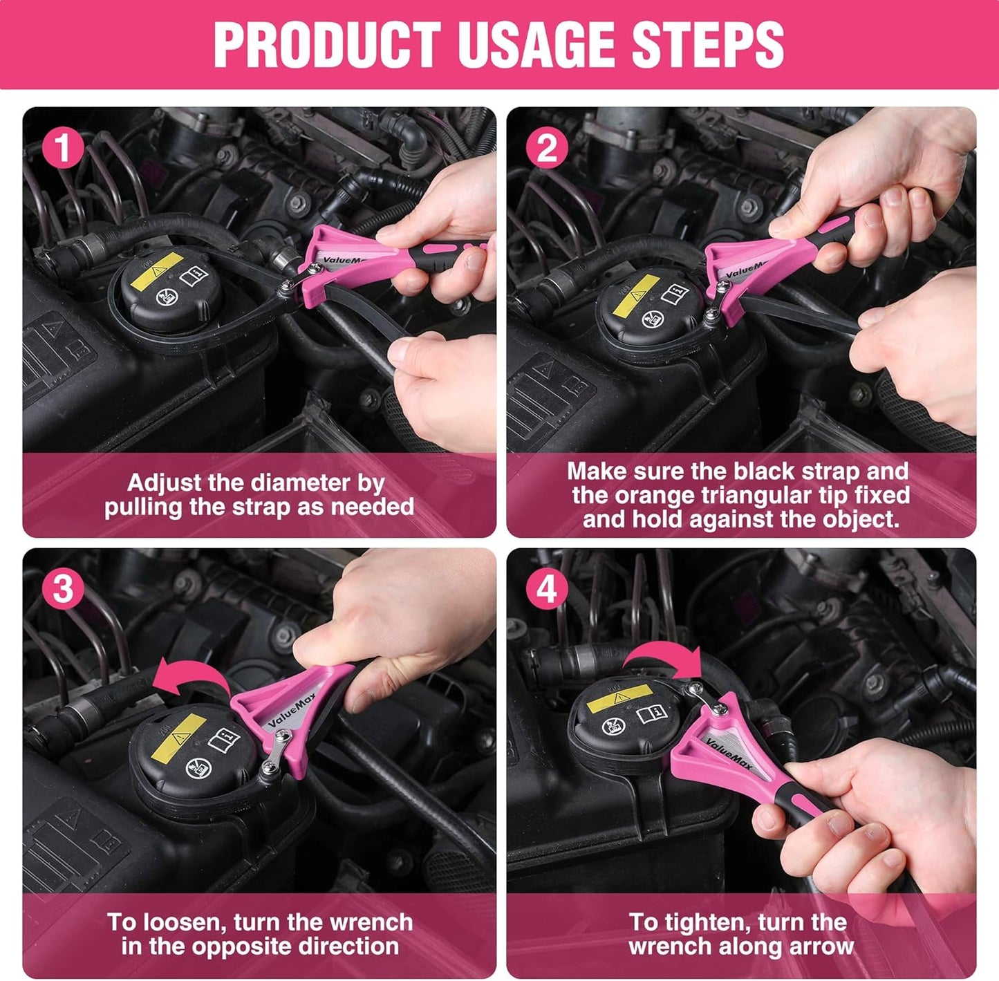 ValueMax 2-piece Strap Wrench Set, Adjustable Oil Filter Wrench with Max Diameter 4" (Small) & 6" (Large) for Shower Head Water Filter, Jar Opener Set