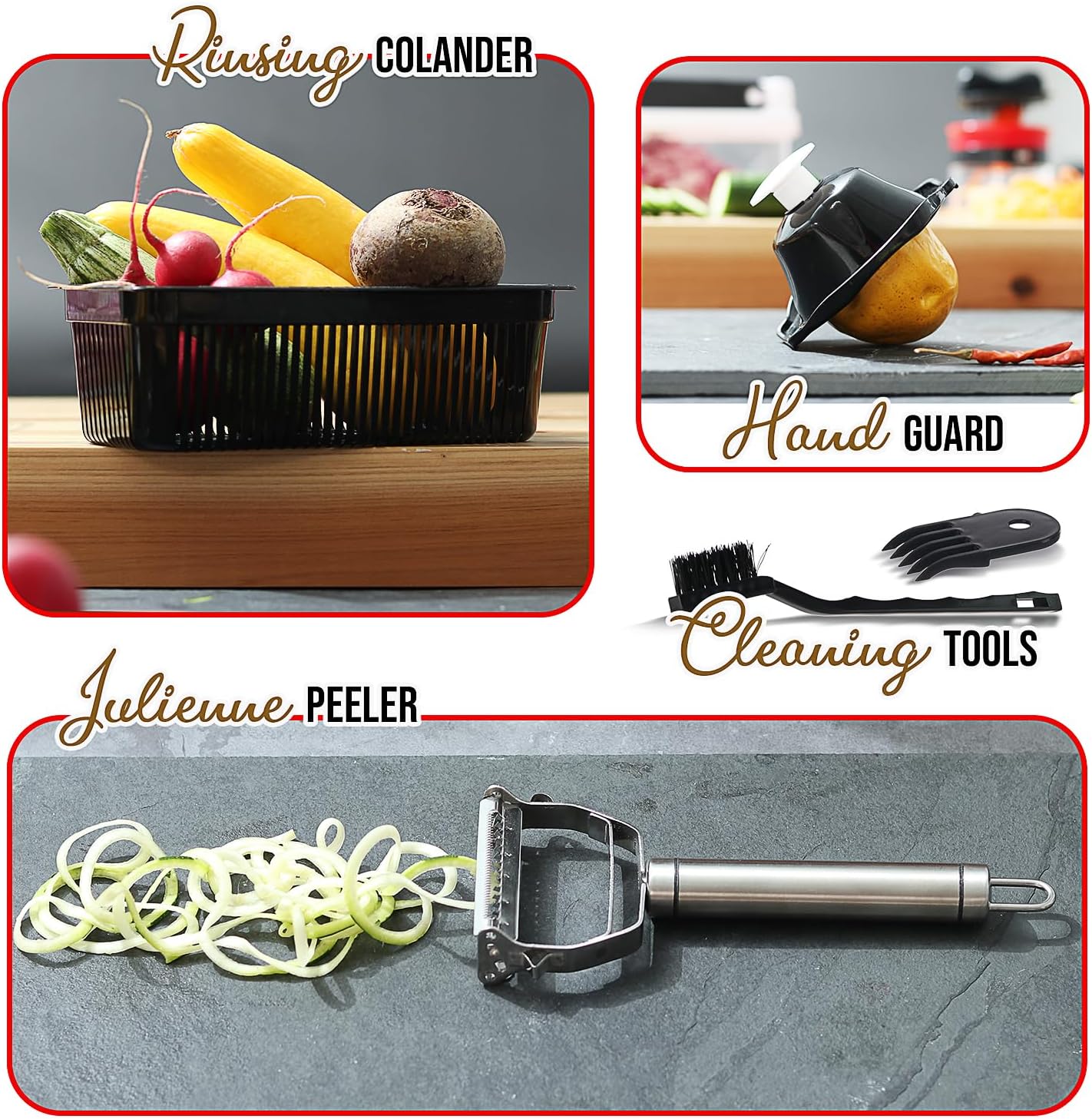 EatEx Vegetable Chopper with Container, Multifunctional Veggie Chopper Vegetable Cutter, Onion Chopper Dicer, Salad Chopper, Onion Cutter, 21 Piece Food Chopper, Vegetable Spiralizer, Julienne Peeler