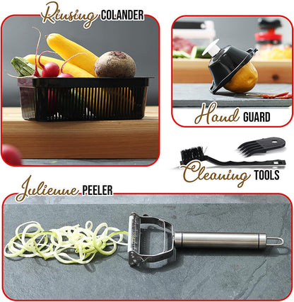 EatEx Vegetable Chopper with Container, Multifunctional Veggie Chopper Vegetable Cutter, Onion Chopper Dicer, Salad Chopper, Onion Cutter, 21 Piece Food Chopper, Vegetable Spiralizer, Julienne Peeler