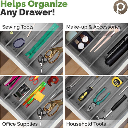 Pristine Bamboo Silverware Organizer - Small Extra-Deep Wooden Kitchen Drawer Organizer Divider for Spoons, Forks, Knives & Cutleries - 5 Slots