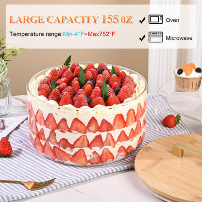 LOVYANXUE Large Salad Bowl, 10 inch Trifle Bowl with Sealed Lid, Versatile Mixing and Serving Bowl for Laying Ice Cream, Cake, Salad, Fruit, Baking, Dessert and Party Diy, Microwave Safe