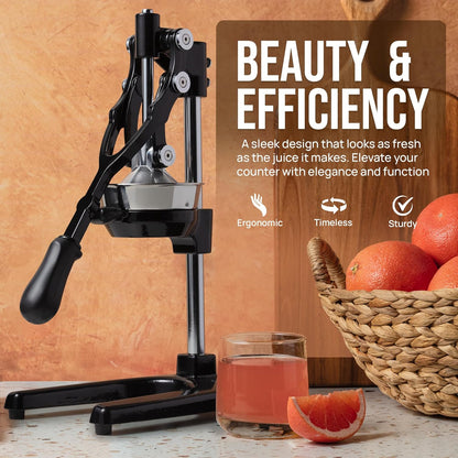 Zulay Kitchen Cast Iron Juicer - Heavy Duty Manual Juicer with Detachable Strainers for Easy Cleaning, Orange Juice Press for Citrus Fruits, Perfect for Bartenders, Juice Lovers & Health Enthusiasts