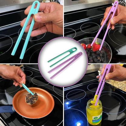 Toaster Tongs Silicone (set of 2) - Good for Tossing Salad, Grilling, Frying and Serving - small 6 in & large 8 in - Excellent for Kids - Non-Stick Stainless Steel - Heat Resistant - Dishwasher Safe