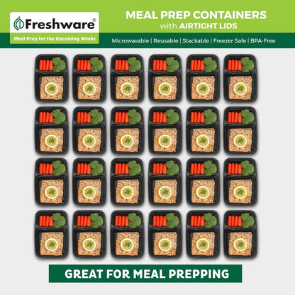 Freshware Meal Prep Bowl Containers [30 Pack] Plastic Bowls with Lids for Soup and Salad, Food Storage Bento Box, BPA Free, Stackable, Lunch Boxes, Microwave/Dishwasher/Freezer Safe (28 oz)